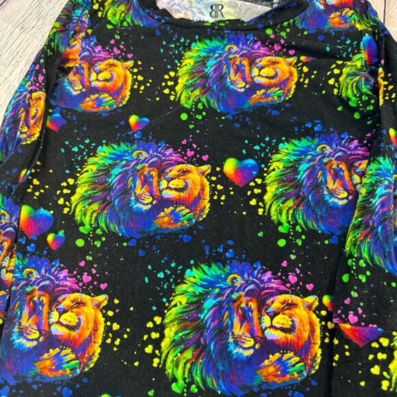 Bums and Roses Rainbow Lion Pattern Bamboo Pajama Set - Picture 2 of 4